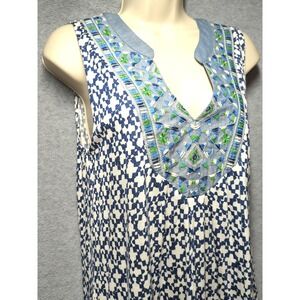 Bohemian Tunic Top Women S Sleeveless Mixed Media Embroidered Southwestern Charm